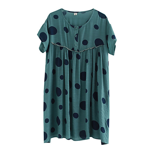 

Women's Tunic Short Mini Dress Green Red Short Sleeve Round Neck Going out Loose M L XL XXL / Low Waist