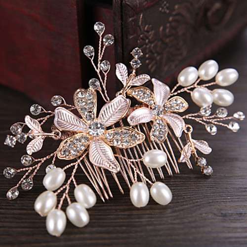 

Metalic / Rhinestone Hair Combs / Hair Stick / Hair Accessory with Rhinestone / Imitation Pearl 1 Piece Wedding / Party / Evening Headpiece