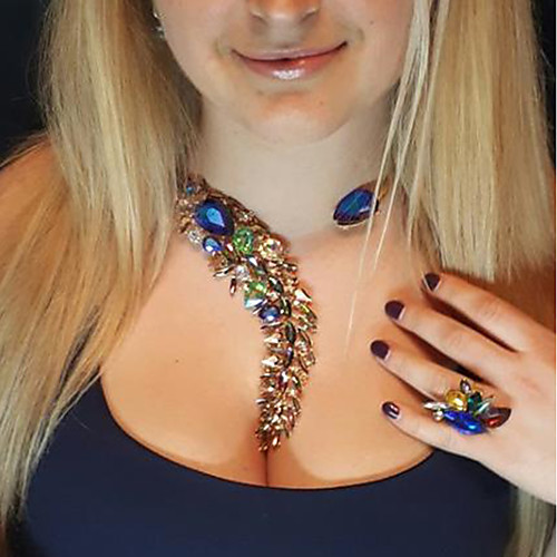 

Women's Sapphire Crystal Citrine Choker Necklace Statement Necklace Mismatched Alphabet Shape Ladies Dangling Bohemian Trendy Acrylic Alloy Yellow Blue Pink Rainbow White 33 cm Necklace Jewelry 1pc