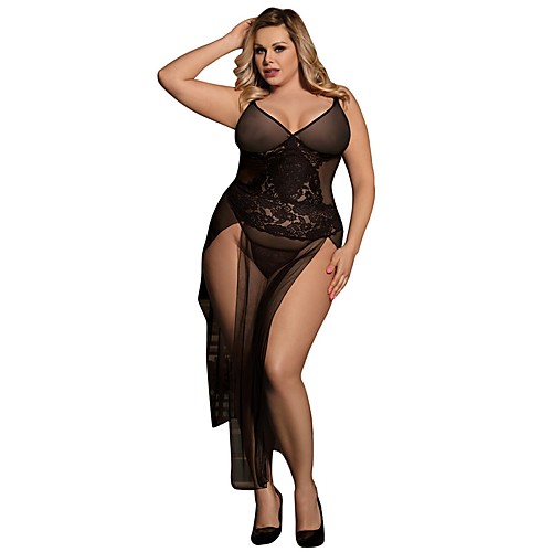 

Women's Plus Size Babydoll & Slips Lace Solid Colored Black Big Size M XL 3XL 5XL
