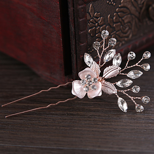 

Rhinestone / Copper wire Headpiece / Hair Pin with Rhinestone / Floral 1 Piece Wedding / Party / Evening Headpiece
