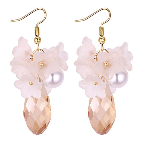 

Women's Crystal Drop Earrings Hanging Earrings Long Flower Ladies Vintage Ethnic Fashion Elegant Imitation Pearl Rhinestone Earrings Jewelry White / Gray / Rainbow For Party / Evening Valentine 1 Pair