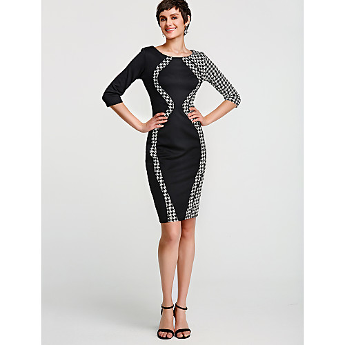 

Women's Bodycon Midi Dress Blushing Pink Green Black Beige Half Sleeve Solid Colored Summer Round Neck Slim S M L XL XXL 3XL / Cotton / Plus Size / Plus Size / Cotton