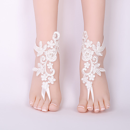 

Women's Barefoot Sandals Flower Ladies Classic Fashion Lace Anklet Jewelry White For Wedding Masquerade Engagement Party Prom Bikini Promise