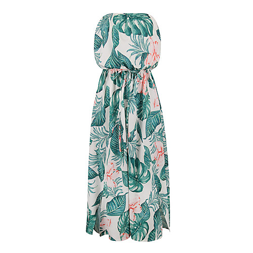 

Women's Sheath Dress Midi Dress White Sleeveless Strapless Party Beach Slim Floral S M L XL / Sexy
