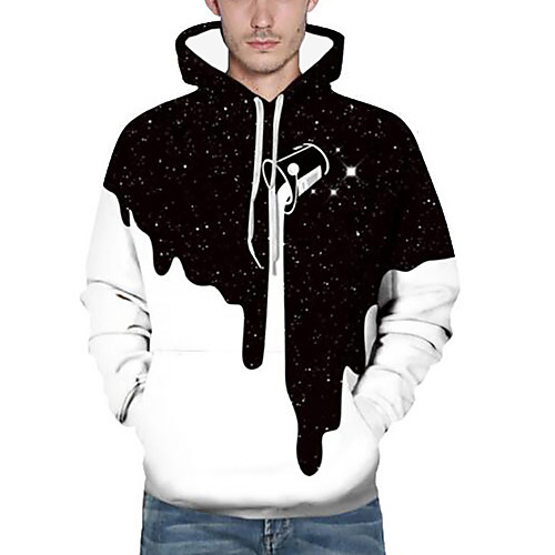 

Men's Plus Size Hoodie Color Block 3D Print Hooded Daily Basic Exaggerated Hoodies Sweatshirts Long Sleeve Loose White / Fall