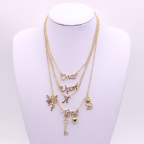 

Women's Layered Necklace Layered Letter Ladies Classic Fashion Alloy Gold 522 cm Necklace Jewelry 1pc For Daily