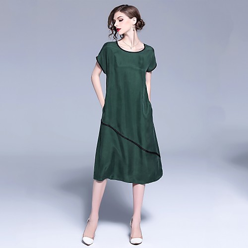 

Women's Shift Dress - Short Sleeve Geometric Summer Basic Daily Green S M L XL XXL