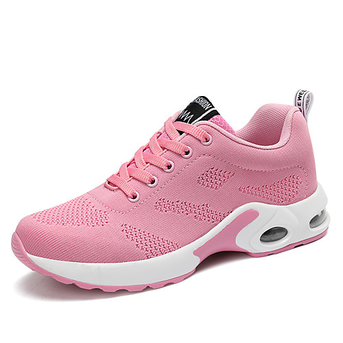

Women's Trainers Athletic Shoes Flat Heel Round Toe Sporty Daily Outdoor Running Shoes Fitness & Cross Training Shoes Tissage Volant Lace-up Solid Colored Summer White Purple Red
