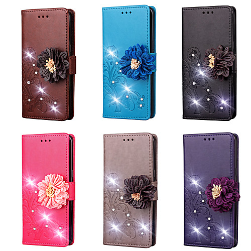 

Case For Wiko Wiko U Feel / Wiko Lenny 3 max / Wiko Lenny 3 Wallet / Card Holder / Rhinestone Full Body Cases Flower Hard PU Leather