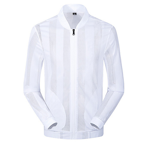 

Men's Jacket Beach Spring & Summer Regular Coat Stand Collar Streetwear Jacket Long Sleeve Solid Colored White Black