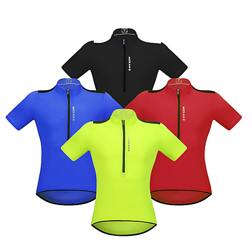 

WOSAWE Men's Short Sleeve Cycling Jersey Summer Red Black Blue Solid Color Bike Jersey Mountain Bike MTB Road Bike Cycling Reflective Strips Back Pocket Sports Clothing Apparel / Stretchy / Advanced