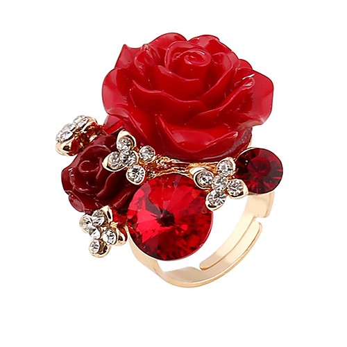 

Women's Knuckle Ring Open Ring Cubic Zirconia 1pc Wine Light Blue Dark Green Resin Alloy Ladies Vintage Fashion Party Birthday Jewelry Floral / Botanicals Flower Cute Lovely