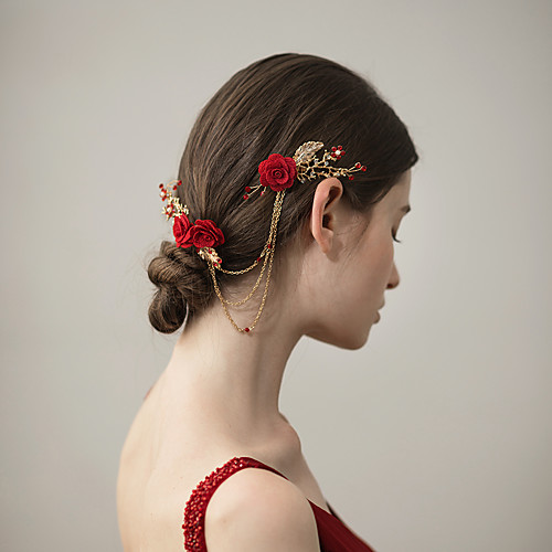 

Fabrics Hair Combs with Flower 1 Piece Wedding / Party / Evening Headpiece