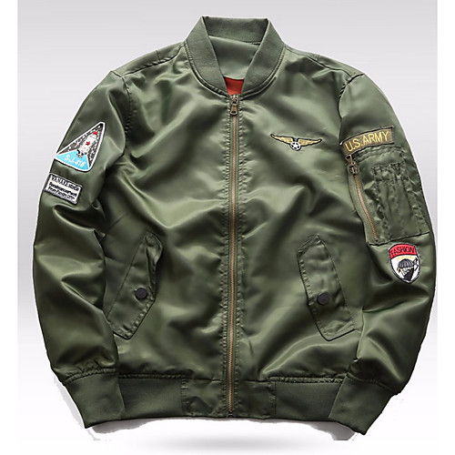 

Men's Jacket Practice Fall & Winter Regular Coat Round Neck Military Jacket Long Sleeve Graphic Army Green Black