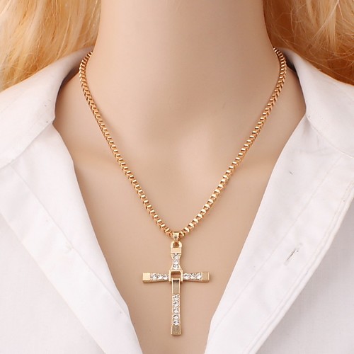 

Men's Pendant Necklace Cross Faith Rock Korean Alloy Gold Silver 48 cm Necklace Jewelry 1pc For Daily