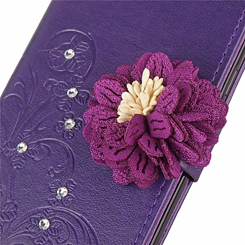 

Case For Samsung Galaxy On7(2016) / On5(2016) / On 5 Wallet / Card Holder / Rhinestone Full Body Cases Solid Colored / Flower Hard PU Leather