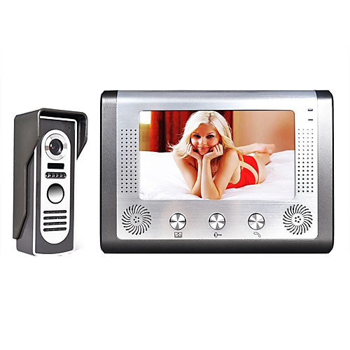 

MOUNTAINONE 7 Inch TFT Video Door Phone Doorbell Intercom Kit 1-Camera 1-Monitor Night Vision with HD 700TVL Camera TFT LCD Display Wall Mounted Hands-free