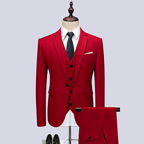 

Men's Suits Party Daily Work Solid Colored Slim Fit Spandex / Rayon Men's Suit Purple / White / Black - Notch lapel collar / Long Sleeve