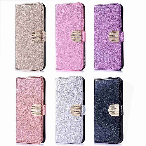 

Case For Huawei Huawei P20 / P10 Lite / P10 Card Holder / Rhinestone / with Stand Full Body Cases Glitter Shine Hard PU Leather
