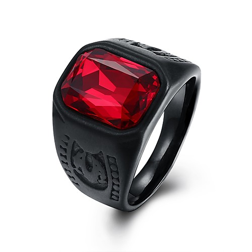 

Band Ring Vintage Style Red Glass Steel Stainless Creative Vintage Punk 1pc 8 9 10 / Men's / Solitaire