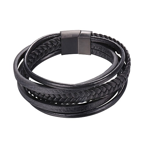 

Men's Loom Bracelet Layered Vintage Fashion Stainless Steel Bracelet Jewelry Black / Brown For Gift Daily
