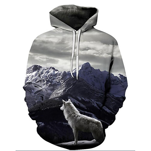 

Men's Plus Size Hoodie Cartoon 3D Print Hooded Daily Going out Active Exaggerated Hoodies Sweatshirts Long Sleeve Loose Gray / Fall / Winter