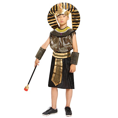 

Pharaoh Ancient Egypt Halloween Costume Boys' Kid's Costume Black Vintage Cosplay / Leotard / Onesie / Headwear / Waist Belt / Neckwear / Wrist Brace