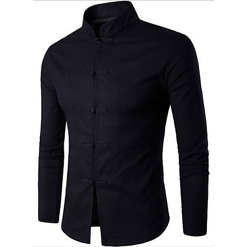 

Men's Shirt Solid Colored Long Sleeve Daily Tops White Black / Stand Collar