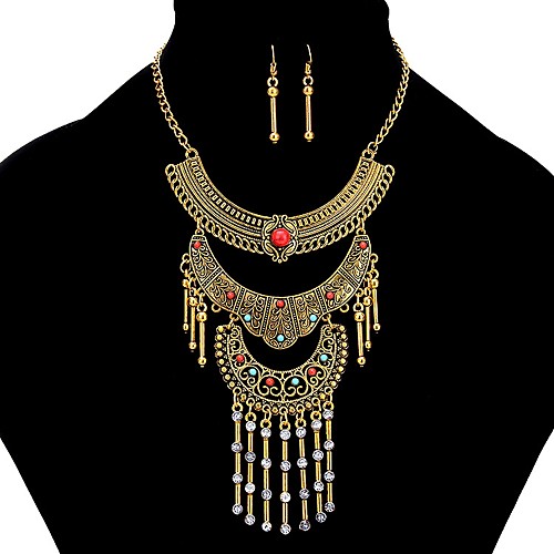 

Women's Drop Earrings Vintage Necklace Ladies Vintage Hyperbole Ethnic Rhinestone Earrings Jewelry Gold / Silver For Daily