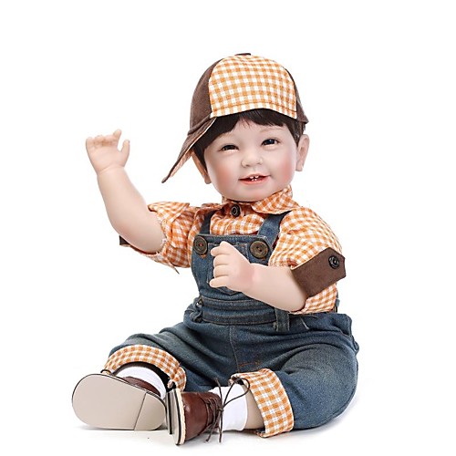 

24 inch NPKCOLLECTION Baby Boy Reborn Toddler Doll NPK DOLL Reborn Doll Gift Hand Made Artificial Implantation Blue Eyes Cloth 3/4 Silicone Limbs and Cotton Filled Body with Clothes and Accessories