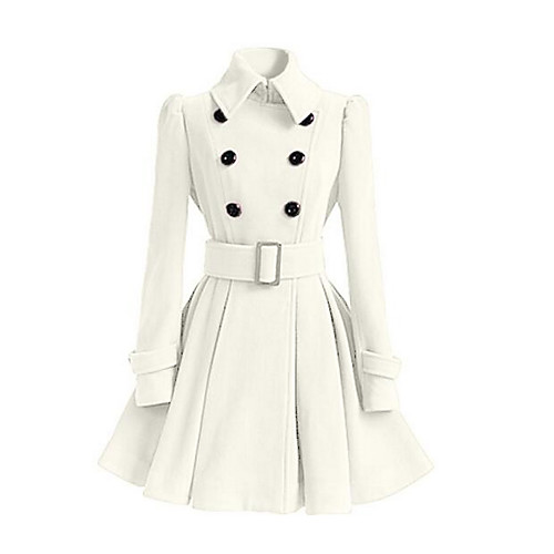 

Women's Daily Basic Fall & Winter Long Coat, Solid Colored Turndown Long Sleeve Polyester Pink / Gray / Khaki L / XL / XXL