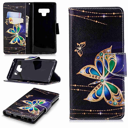 

Phone Case For Samsung Galaxy Full Body Case Leather Wallet Card Note 9 Note 8 Wallet Card Holder with Stand Butterfly Hard PU Leather