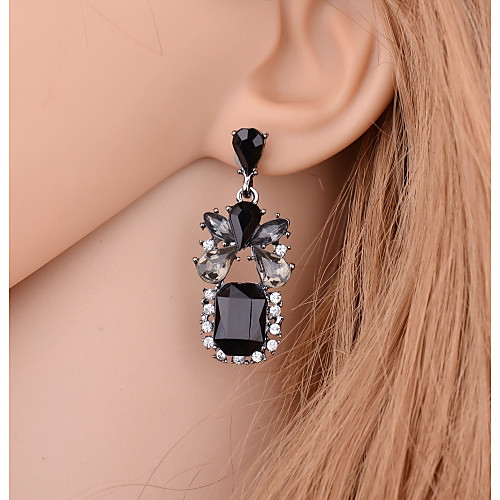 

Women's Drop Earrings Retro Pear Ladies Stylish Romantic Rhinestone Earrings Jewelry Black For Gift Date 1 Pair