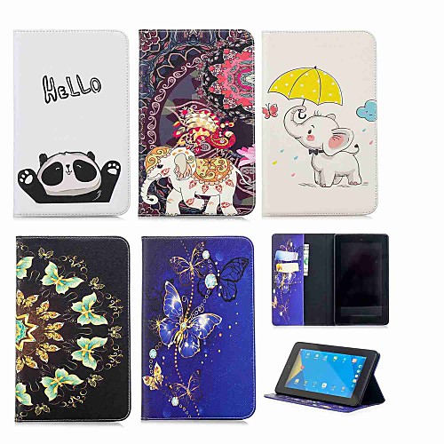 

Phone Case For Amazon Full Body Case Kindle Fire 7(7th Generation, 2017 Release) Wallet Card Holder with Stand Elephant Hard PU Leather