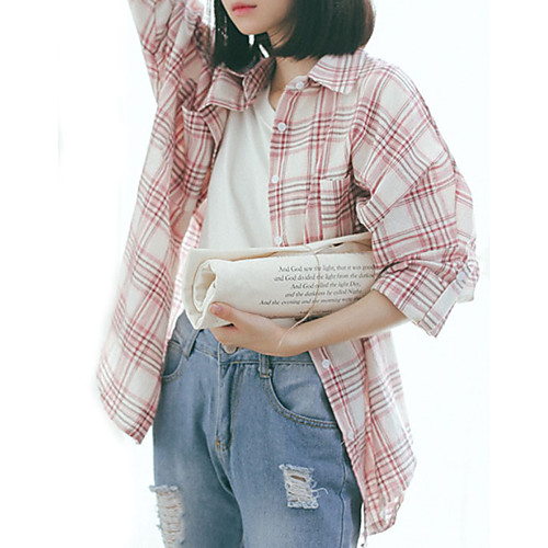

Women's Shirt Striped Long Sleeve Daily Tops Blue Red