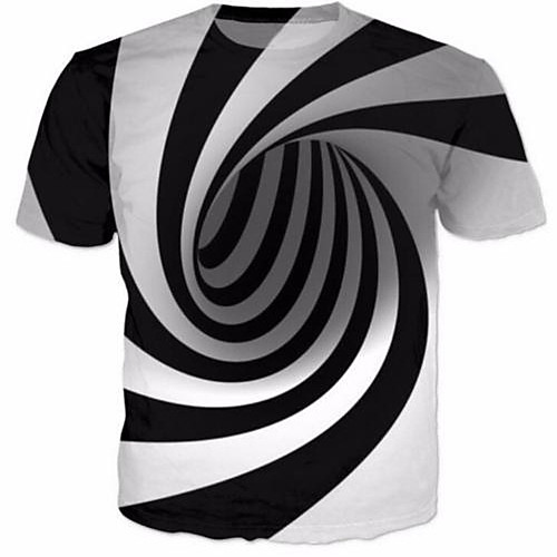 

Men's T shirt Shirt 3D Print Short Sleeve Daily Slim Tops Cotton Linen Round Neck Black / Summer