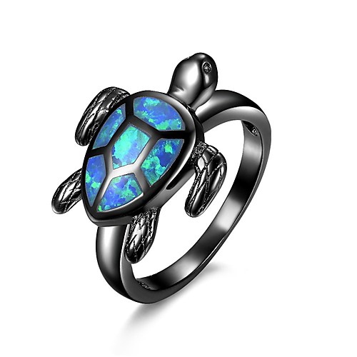 

Women Band Ring Opal Lasso Black Copper Gold Plated Turtle Ladies Unique Design Cartoon 1pc 6 7 8 9 / Women's / Synthetic Opal / Statement Ring