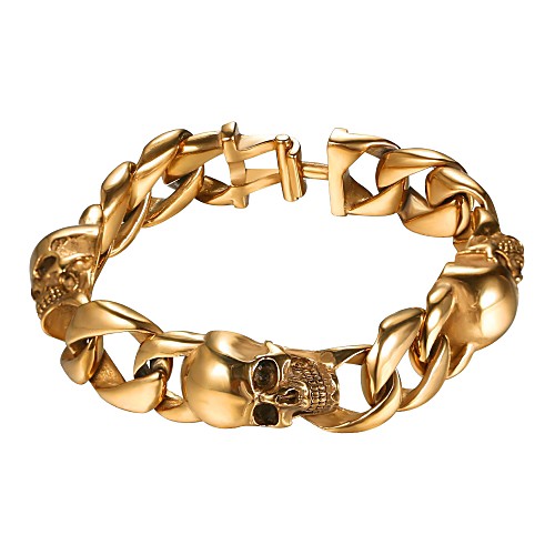 

Men's Bracelet Link / Chain Skull Fashion Stainless Steel Bracelet Jewelry Silver / Gold / Black For Street Gift