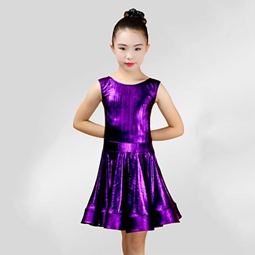 

Latin Dance Dress Ruching Girls' Performance Sleeveless Spandex