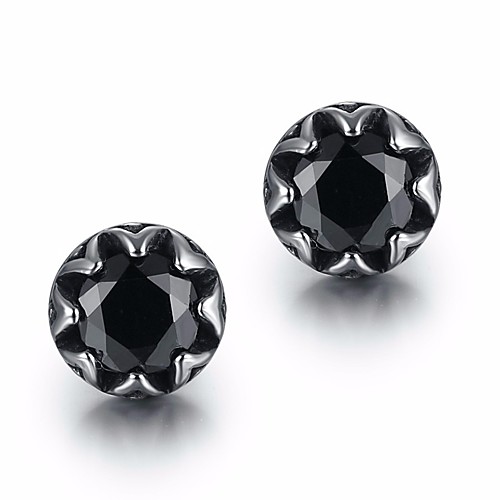 

Men's Synthetic Aquamarine Synthetic Sapphire Stud Earrings Stylish Solitaire Precious Stylish Artistic Trendy Titanium Steel S925 Sterling Silver Earrings Jewelry Navy / Black / Dark Blue For