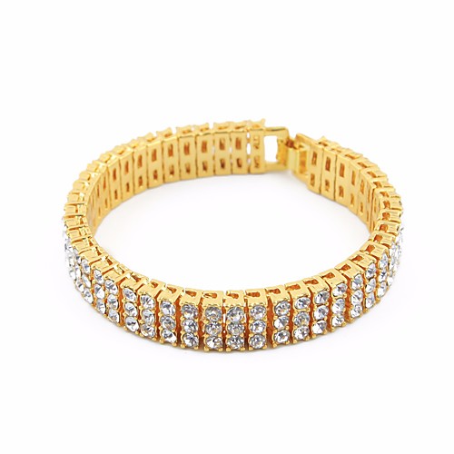 

Men's AAA Cubic Zirconia Chain Bracelet Tennis Bracelet Stylish Creative European Trendy Hip-Hop Iced Out Rhinestone Bracelet Jewelry Gold / Black / Silver For Wedding Masquerade Engagement Party