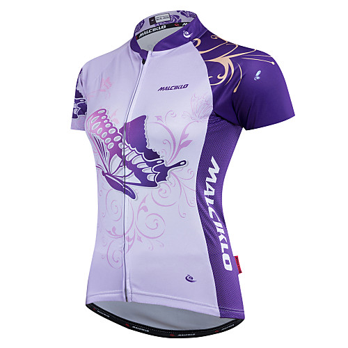 

Malciklo Women's Cycling Jersey Coolmax Polyester Purple Butterfly Plus Size Bike Jersey Top Clothing Suit Mountain Bike MTB Road Bike Cycling Back Pocket Sports Clothing Apparel / Quick Dry