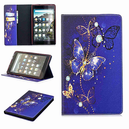 

Phone Case For Amazon Full Body Case Kindle Fire hd 8(7th Generation, 2017 Release) Wallet Card Holder with Stand Elephant Hard PU Leather
