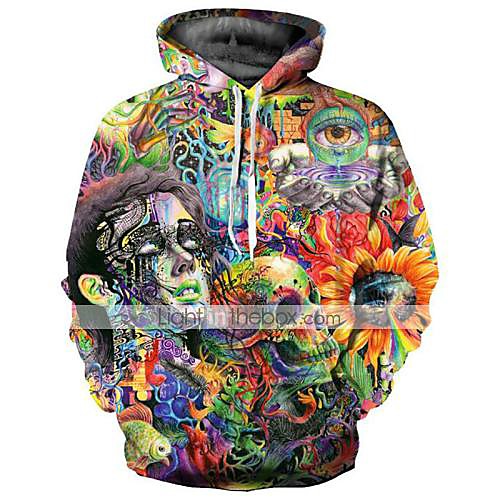 

Men's Hoodie Cartoon 3D Skull Hooded Halloween Basic Casual Hoodies Sweatshirts Green