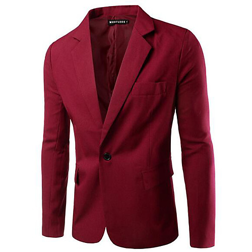 

Men's Blazer Daily Work Solid Colored Polyester Men's Suit Wine / White / Black - Shirt Collar / Long Sleeve