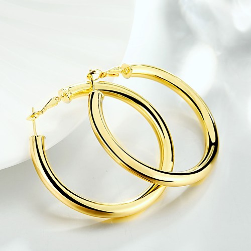 

Women's Hoop Earrings Hollow Creative Ladies Simple Fashion Classic Gold Plated Earrings Jewelry Gold For Street Daily 1 Pair