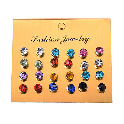 

Women's Crystal Cubic Zirconia Stud Earrings Earrings Set Disco Ball Drop Ladies Casual / Sporty Korean Sweet Earrings Jewelry Rainbow For Birthday Daily Club 12 Pairs