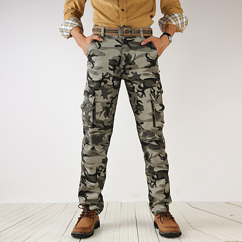 

Men's Basic Military Daily Sports Chinos Sweatpants Tactical Cargo Pants Camo / Camouflage Army Green Gray