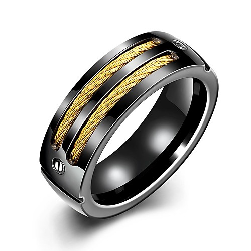 

Band Ring Vintage Style Black Gold Plated Steel Stainless Creative Unique Design Vintage 1pc 8 9 / Men's